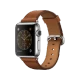 Apple Watch 38 mm gümüş paslanmaz çelik kasalı, klasik tokalı kahverengi kayışlı akıllı saat