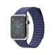 Apple Watch 42 mm gümüş paslanmaz çelik kasa ve parlak mavi deri Loop akıllı saat
