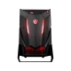 MSI NightBlade 3 VR7RC-031XTR siyah masaüstü bilgisayar, kırmızı LED aydınlatmalı kasa tasarımıyla önden görünüm