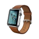 Apple Watch 42 mm, gümüş paslanmaz çelik kasalı ve kahverengi klasik tokalı kayışlı akıllı saat