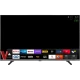 Vestel 65U9730 Ultra HD 4K siyah LED televizyon, uygulama menüsü ve ayaklarıyla önden görünüm
