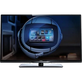 Philips 32PFL3258H Full HD LED televizyon ön panelinde menü ekranı görünen şık siyah tasarım