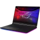 Asus ROG Strix Scar 18 G835LX-SA156 siyah oyuncu laptop, RGB ışıklı klavye ve ekran tasarımı