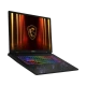 MSI Pulse A17 AI+ C3XWGKG-020TR siyah oyuncu laptop ekranında RGB aydınlatma ve ejderha amblemi görünüyor