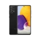 Samsung Galaxy A72 siyah akıllı telefon, ön ekran ve arka çoklu kamera tasarımıyla vitrin görünümü