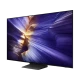 Samsung 83S90F Ultra HD 4K OLED televizyon, genel siyah tasarım ve mor ışık efektli ekran görüntüsü
