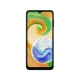Siyah Samsung Galaxy A04s akıllı telefonun ön yüzü, geniş ekran ve damla çentik tasarımı