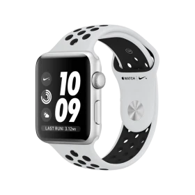 Apple Watch Nike+ Series 3 GPS 42 mm, gümüş alüminyum kasalı ve siyah Nike spor kordonlu akıllı saat
