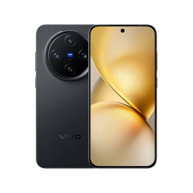Vivo X200 Pro Mini siyah akıllı telefon, ön ekran ve arka kamera modülüyle vitrin görünümü