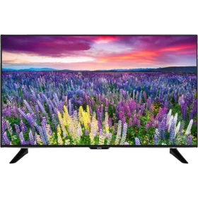 Vestel 50UD8800 Ultra HD 4K LED televizyon, siyah çerçeveli ve renkli çiçek tarlası manzarası gösteren ekran
