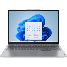 Lenovo ThinkBook 16 G7 ARP 21MW0083TR gri iş ve ofis laptopu, açık ekranlı ön açıdan görünüm