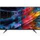 Vestel 43U9600 Ultra HD 4K LED televizyon, renkli soyut içerik gösteren siyah ekran ve ayaklarla