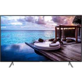 Samsung HG49EJ690UB Ultra HD 4K LED televizyon, deniz manzaralı ekran görüntüsü ve şık siyah tasarım