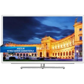 Grundig 50-LW-9436 Full HD LED televizyon, şehir manzarası gösteren ince çerçeveli ekran ve stand