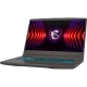 MSI Thin 15 B12UC-1479XTRM13 koyu gri oyuncu laptop; RGB aydınlatmalı oyun ekranı ve klavye görünüyor