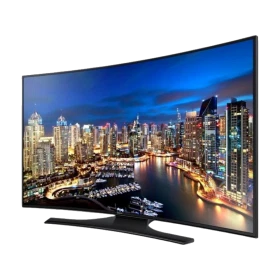 Samsung 65HU7200 Ultra HD 4K LED televizyon, şehir manzarası ekranda görünen vitrin modeli