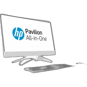 HP 24-f0049nt 8UN49EA Pavilion All-in-One masaüstü bilgisayar, beyaz ekran ve klavye