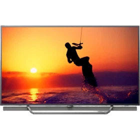 Philips 65PUS8602 Ultra HD 4K LED televizyon; gün batımı manzaralı ekranda, şık siyah tasarım.