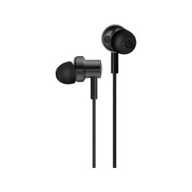 Xiaomi Mi Dual Driver In-ear Earphones siyah kablolu kulaklık, iki kulaklığıyla önden görünüm