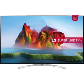 LG 65SJ850V Ultra HD 4K LED televizyon; 2017 model, renkli manzara ekranı olan vitrin TV.