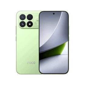 Xiaomi Poco F9 Pro yeşil telefonun ön ve arka yüzü, kamera detaylarıyla birlikte