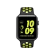 Apple Watch Nike+ Series 2 42 mm uzay grisi akıllı saat, siyah Volt Nike kordon ve spor ekranıyla kapalı ekran görünümü