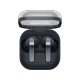 Samsung Galaxy Buds 4 Pro tam kablosuz siyah kulaklık, açık şarj kutusu içinde
