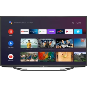 Beko B50 B 880 B Ultra HD 4K TV, siyah ekranında akıllı TV arayüzü ve uygulamalar gösteriliyor