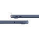 Apple MacBook Neo lacivert laptop yan profilden, çift USB-C girişi ve kulaklık jakı detayıyla görünür