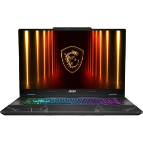 MSI Cyborg 17 B13WFKGA7-092XTRA7 siyah oyuncu laptop; RGB ışıklı ekranda ejderha amblemi görünüyor.