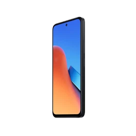Xiaomi Redmi 12 siyah akıllı telefon, ince çerçeveli geniş ekran ve yan tuş detaylı ön görünüm