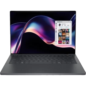 Dell XPS 14 DA14260-UX7321WP gri iş ve ofis laptopu, renkli dalga ekranı ve klavye görünümü
