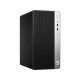 HP ProDesk 400 G6 7PH30ES masaüstü bilgisayar, siyah kasa ve gümüş ön panel görünümü