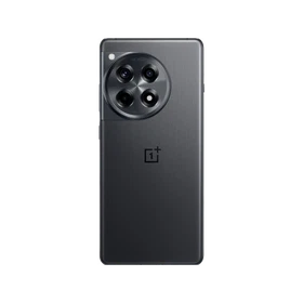 Gri renkli OnePlus 12r akıllı telefonun arka yüzeyi ve büyük dairesel çoklu kamera modülü