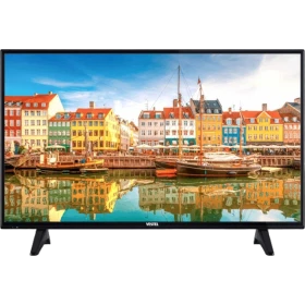 Vestel 39FD5050 Full HD FHD LED televizyon, renkli liman manzarası gösteren siyah ekran ve ayak tasarımı