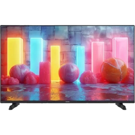 Vestel 43UT9740 Ultra HD 4K LED televizyon, renkli soyut görüntü gösteren ince çerçeveli ekran