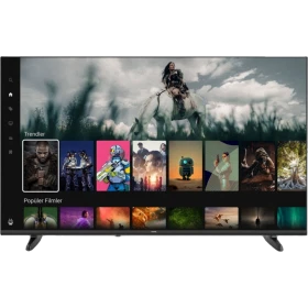 Vestel 50UT9760 Ultra HD 4K LED televizyon, siyah çerçeveli ekranında içerik menüsü açık.