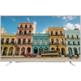 Beko B32L 6760 5W Full HD FHD TV, siyah çerçeveli ekranında renkli şehir manzarası gösteriyor