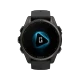 Garmin Fenix 8 43mm Sapphire titanyum aktivite saati, siyah kadran ve kayışla önden görünüm
