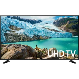 Samsung 43RU7090 Ultra HD 4K LED televizyon; buzul manzaralı ekran görüntüsüyle vitrin ürünü, genel renk