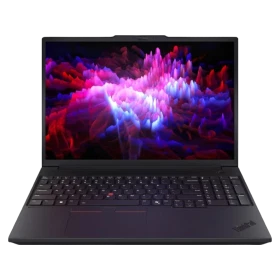 Lenovo ThinkPad P16v G3 21RS000BTX siyah iş ve ofis laptopu, açık ekranlı önden görünüm