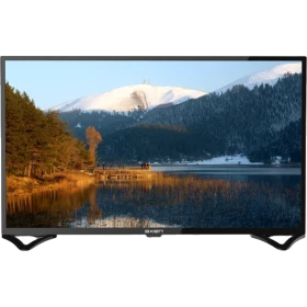 Axen AX43DAB13 Full HD FHD LED televizyon, siyah çerçevesiyle göl ve dağ manzarası gösteriyor