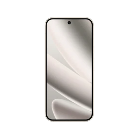Bej Google Pixel 10 Pro XL akıllı telefonun önden, ekranı açık ve ortalanmış görünümü