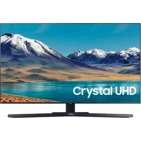 Samsung 43TU8500 Ultra HD 4K LED TV; Crystal UHD yazısı ve dağ manzaralı ekran görünümü