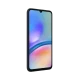 Siyah Samsung Galaxy A05s akıllı telefon, geniş ekran ve damla çentik tasarımıyla önden görünüm