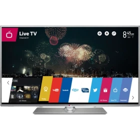 LG 55LB650V Full HD FHD LED televizyon, düz ekran üzerinde canlı TV arayüzü ve şehir manzarası gösterimi