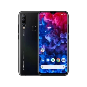 General Mobile GM 20 Pro Çift Sim siyah akıllı telefon, ön ekran ve arka üçlü kamera görünümü