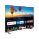 Beko B75 A 870 G Ultra HD 4K TV, siyah çerçeveli ekranda akıllı TV uygulamaları ve balon manzarası