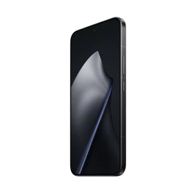 Siyah Xiaomi 15T Pro akıllı telefon, ince çerçeveli ekran ve yandan düğme detaylı ön görünüm