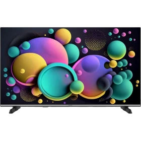 Vestel 43UA9631 Ultra HD 4K LED TV, renkli küre desenli ekranıyla önden görünüm